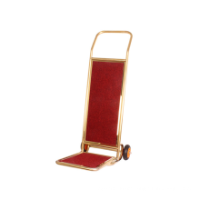 Hand Truck Bellman's Stainless Steel Brass Finish Carpeted Luggage Cart